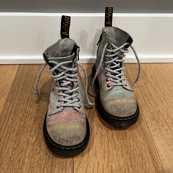 TODDLER 1460 PASCAL IRIDESCENT LACE UP BOOTS - Picture 1 of 4